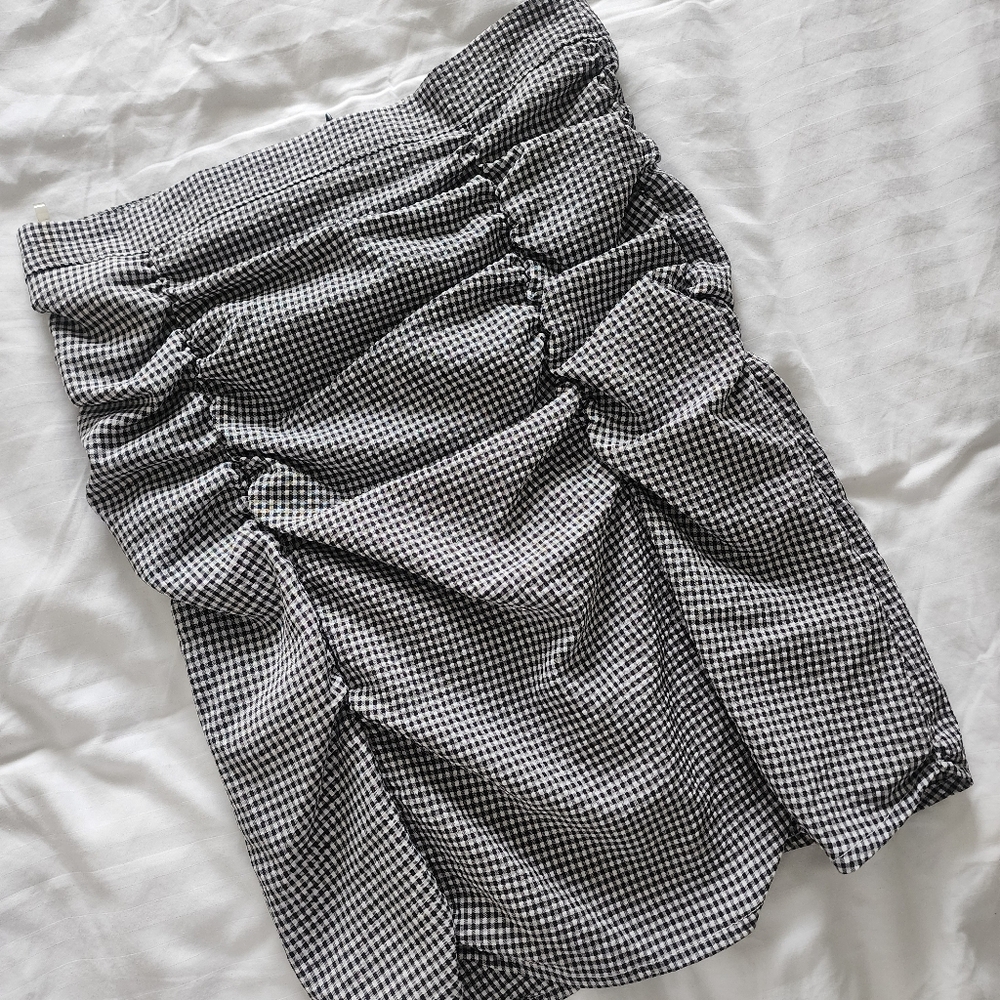 Fashion Nova Black & White Gingham Tube Top